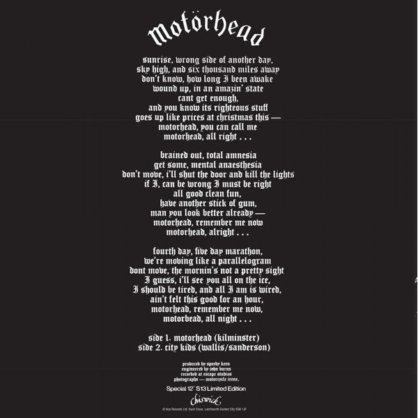 | 12" Single | Motorhead - Motorhead / City Kids (Single) | Records on Vinyl