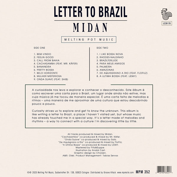 |  Vinyl LP | Midan - Letter To Brazil (LP) | Records on Vinyl