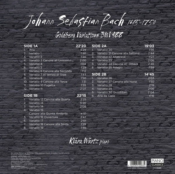 |  Vinyl LP | Klara Wurtz - J.S. Bach: Goldberg Variations (2 LPs) | Records on Vinyl