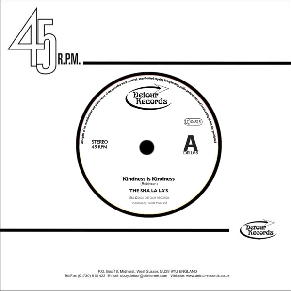 |  7" Single | Sha La La's - Kindness is Kindness (Single) | Records on Vinyl