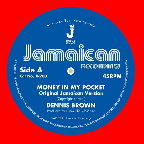 |  12" Single | Dennis Brown - Money In My Pocket/Version (Single) | Records on Vinyl