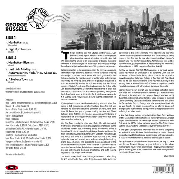 |  Vinyl LP | George Russell - New York, N.Y. (LP) | Records on Vinyl