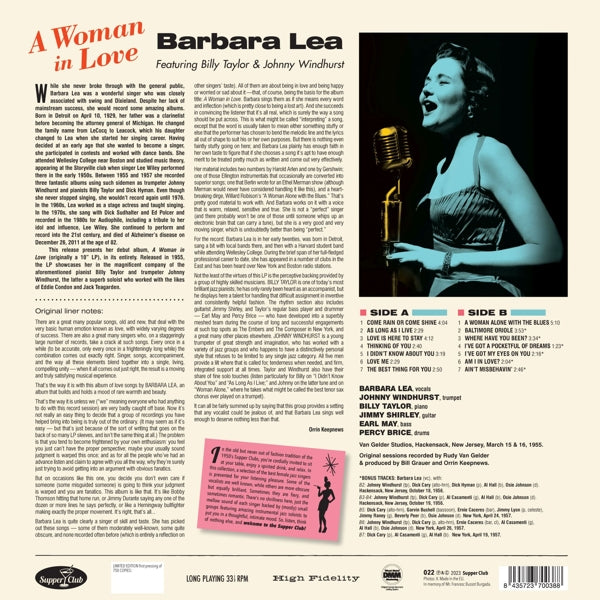 Barbara Lea - A Woman In Love (LP) Cover Arts and Media | Records on Vinyl