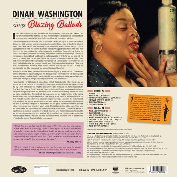 |   | Dinah Washington - Sings Blazing Ballads (LP) | Records on Vinyl