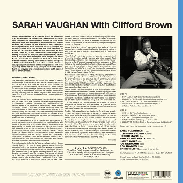 |  Vinyl LP | Sarah Vaughan - With Clifford Brown (LP) | Records on Vinyl