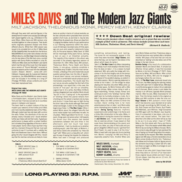 |  Vinyl LP | Miles Davis - And the Modern Jazz Giants (LP) | Records on Vinyl