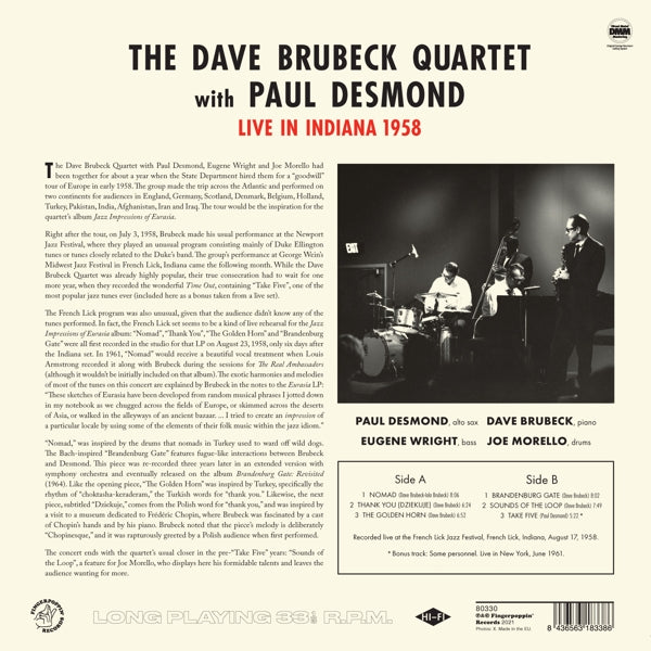Dave Quartet Brubeck - Live In Indiana 1958 (LP)