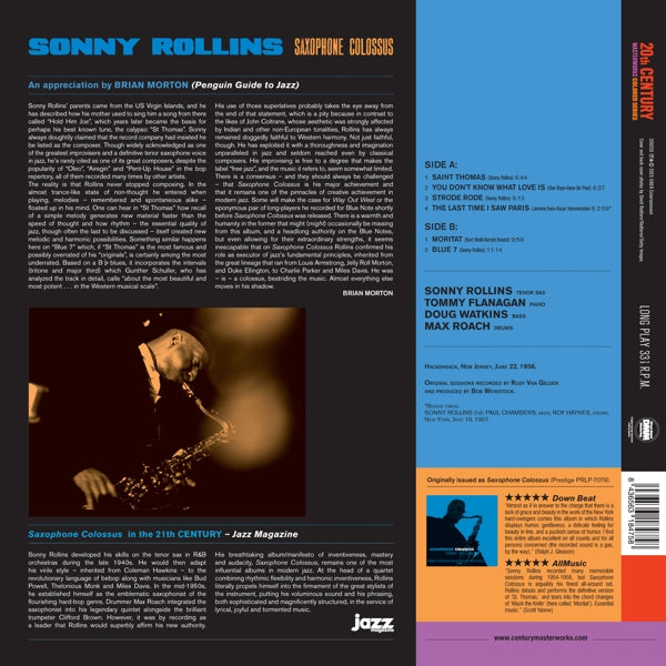 |  Vinyl LP | Sonny Rollins - Saxophone Colossus (LP) | Records on Vinyl
