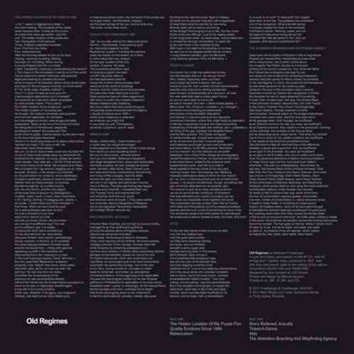 |  Vinyl LP | Matthew Friedberger - Old Regimes (LP) | Records on Vinyl