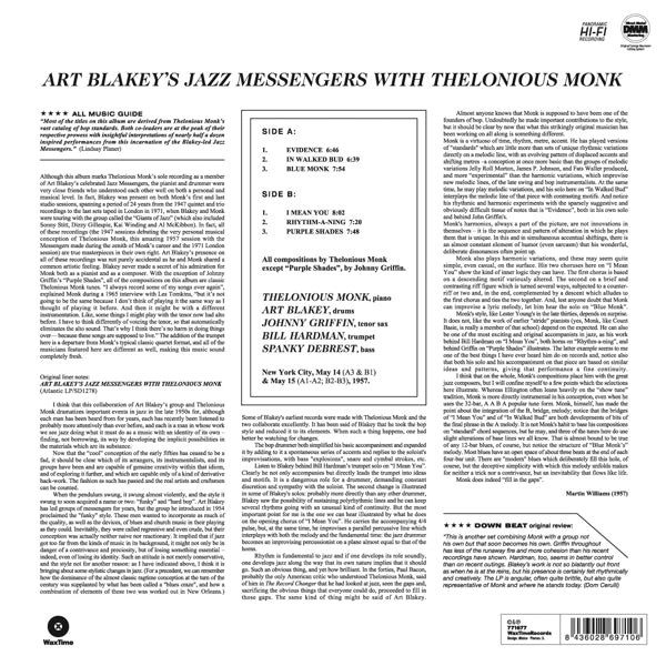 Art Blakey & The Jazz Me - With Thelonious Monk  |  Vinyl LP | Art Blakey & the Jazz Messengers - With Thelonious Monk (LP) | Records on Vinyl