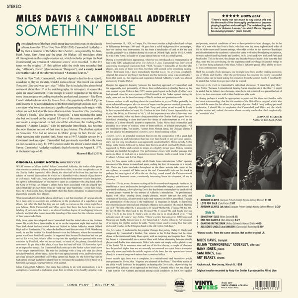 Miles Davis & Cannonball - Somethin' Else  |  Vinyl LP | Miles Davis & Cannonball - Somethin' Else  (LP) | Records on Vinyl