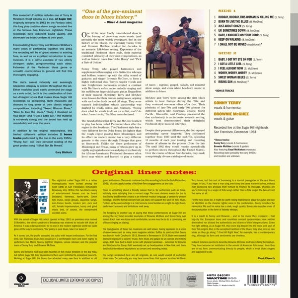 Sonny Terry & Mc Ghee - At Sugar Hill  |  Vinyl LP | Sonny & Mc Ghee Terry - At Sugar Hill (LP) | Records on Vinyl
