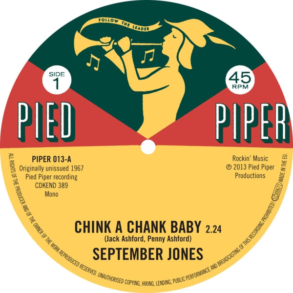  |   | September Jones/the Pied Piper Players - Chink a Chank Baby/That's What Love is (Single) | Records on Vinyl