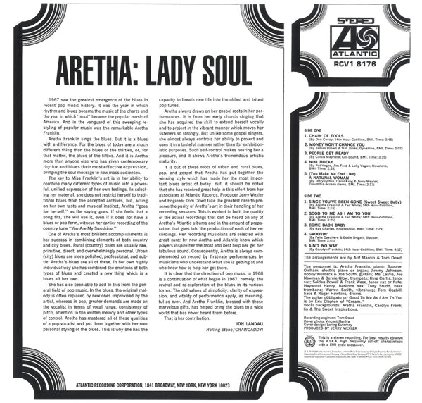 Aretha Franklin - Lady Soul (LP) Cover Arts and Media | Records on Vinyl