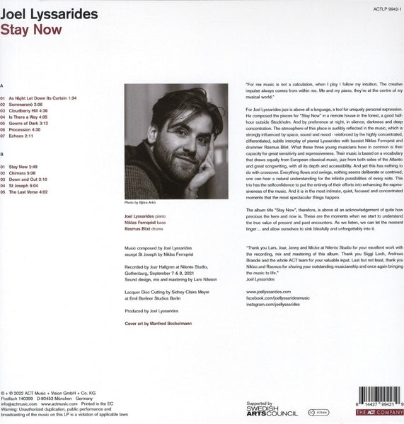 Joel Lyssarides - Stay Now (LP) Cover Arts and Media | Records on Vinyl