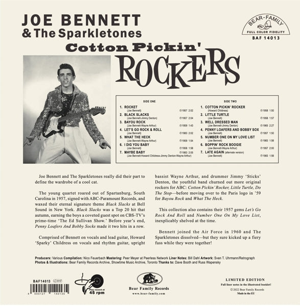 Joe & the Sparkletones Bennett - Cotton Pickin' Rockers (Single) Cover Arts and Media | Records on Vinyl