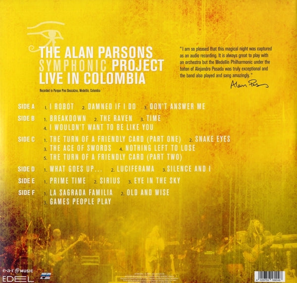 Alan -Symphonic Project- Parsons - Live In Colombia (3 LPs) Cover Arts and Media | Records on Vinyl