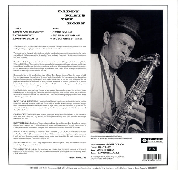 Dexter Gordon - Daddy Plays the Horn (LP) Cover Arts and Media | Records on Vinyl