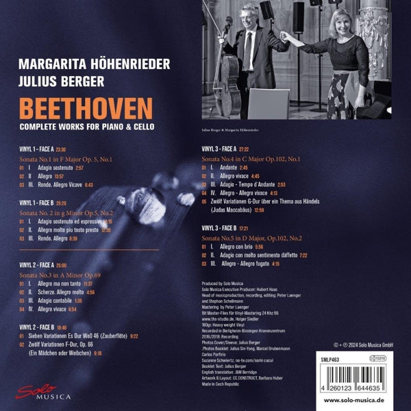 Margarita Hohenrieder - Beethoven: Complete Works For Piano and Cello (3 LPs) Cover Arts and Media | Records on Vinyl