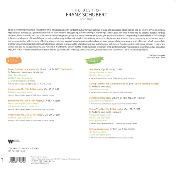 Franz Schubert - Best of Schubert (LP) Cover Arts and Media | Records on Vinyl