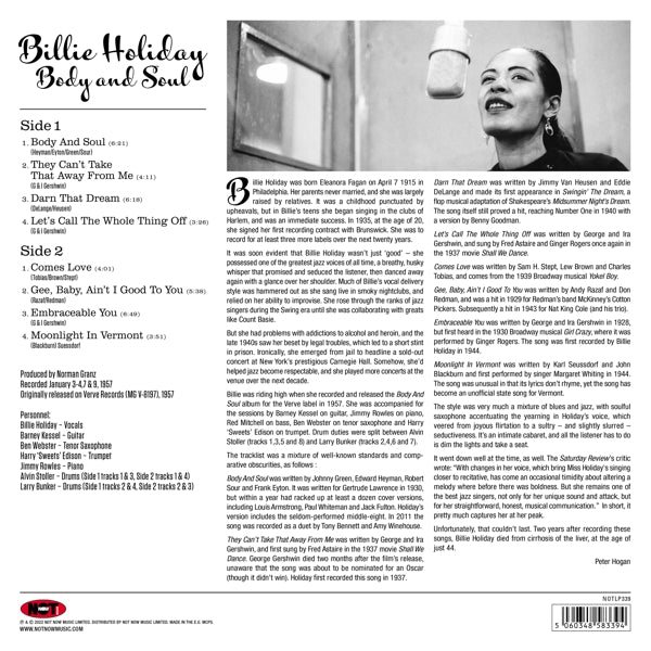 Billie Holiday - Body & Soul (LP) Cover Arts and Media | Records on Vinyl