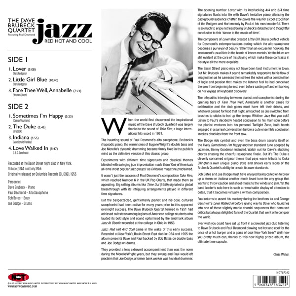 Dave Brubeck - Jazz: Red Hot & Blue (LP) Cover Arts and Media | Records on Vinyl