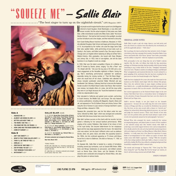 Sallie Blair - Squeeze Me (LP) Cover Arts and Media | Records on Vinyl