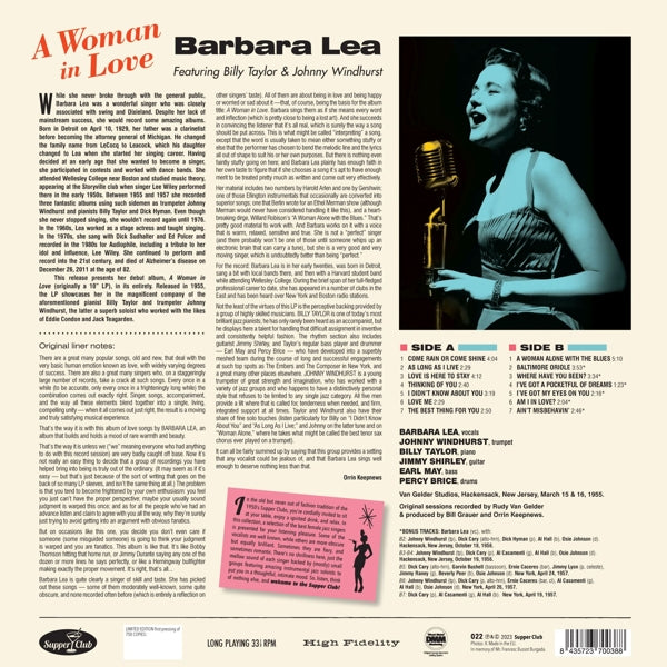Barbara Lea - A Woman In Love (LP) Cover Arts and Media | Records on Vinyl