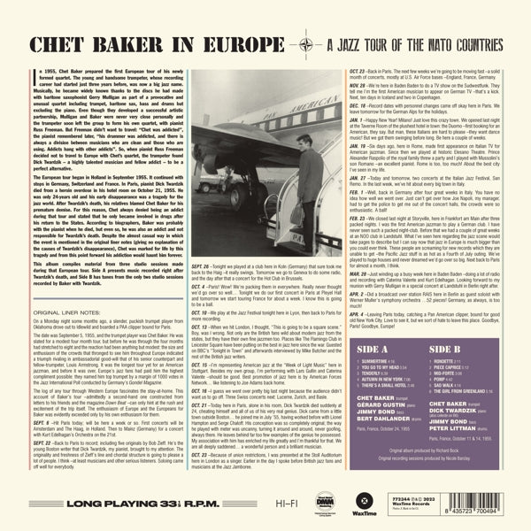 Chet Baker - In Europe - a Jazz Tour of the Nato Countries (LP) Cover Arts and Media | Records on Vinyl