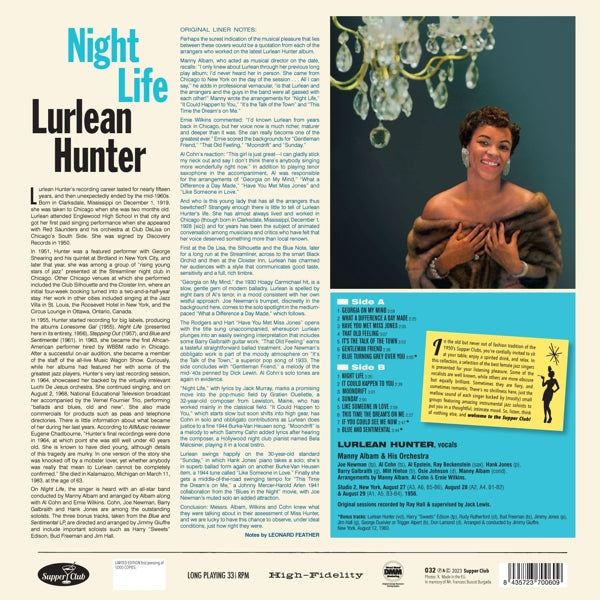 Lurlean Hunter - Night Life (LP) Cover Arts and Media | Records on Vinyl