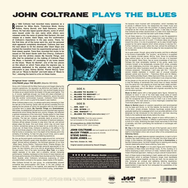 John Coltrane - Plays the Blues (LP) Cover Arts and Media | Records on Vinyl