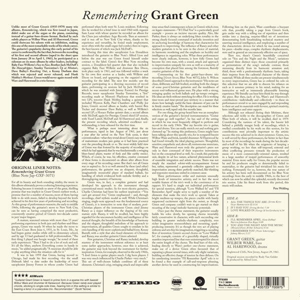 Grant -Trio- Green - Remembering (LP) Cover Arts and Media | Records on Vinyl