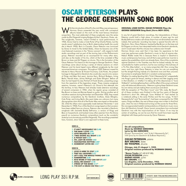  |  Vinyl LP | Oscar Peterson - Sings the George Gershwin Songbook (LP) | Records on Vinyl