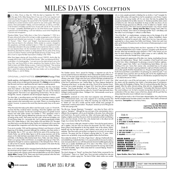  |  Vinyl LP | Miles Davis - Conception (LP) | Records on Vinyl