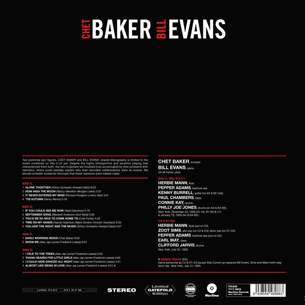 Chet & Bill Evans Baker - Complete Recordings (2 LPs) Cover Arts and Media | Records on Vinyl