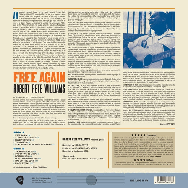 Robert Pete Williams - Free Again (LP) Cover Arts and Media | Records on Vinyl