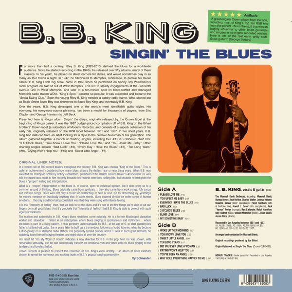 B.B. King - Singin' the Blues (LP) Cover Arts and Media | Records on Vinyl