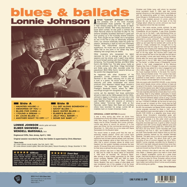 Lonnie Johnson - Blues & Ballads (LP) Cover Arts and Media | Records on Vinyl