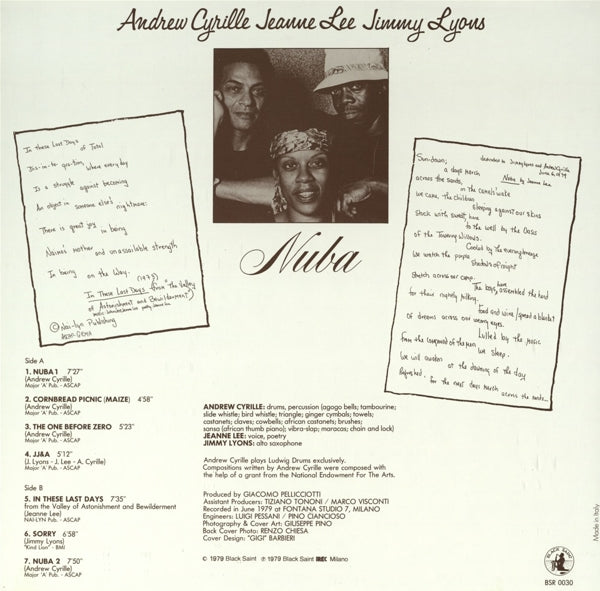 Cyrille/Lee/Lyons - Nuba |  Vinyl LP | Cyrille/Lee/Lyons - Nuba (LP) | Records on Vinyl