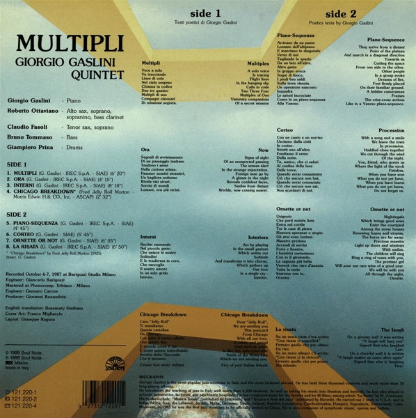 Giorgio Gaslini Quintet - Multipli |  Vinyl LP | Giorgio Gaslini Quintet - Multipli (LP) | Records on Vinyl