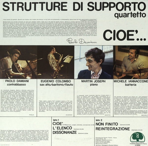 Strutture Di Supporto Qua - Cioe' |  Vinyl LP | Strutture Di Supporto Qua - Cioe' (LP) | Records on Vinyl