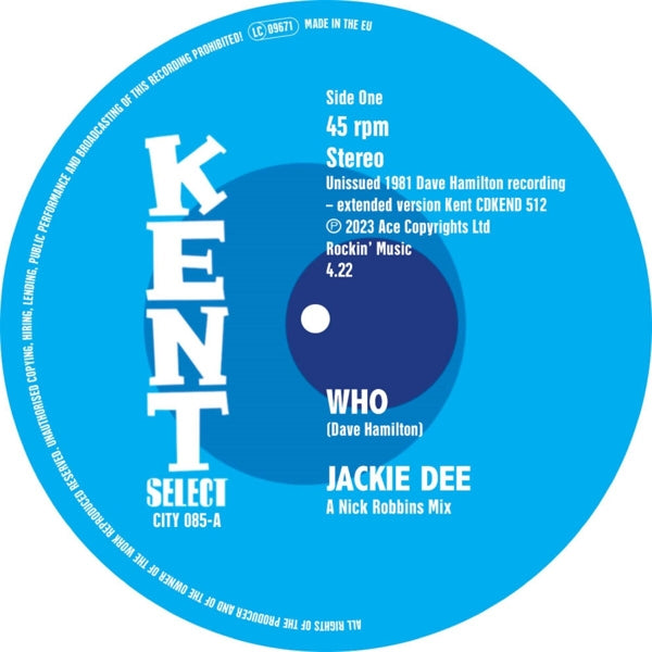  |  7" Single | Jackie / the Dave Hamilton Band Dee - Who / Who (Instrumental) (Single) | Records on Vinyl
