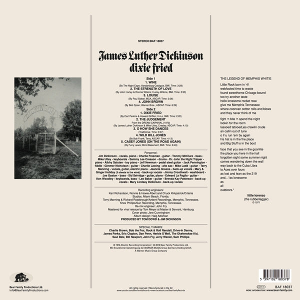 James Luther Dickinson - Dixie Fried  |  Vinyl LP | James Luther Dickinson - Dixie Fried  (LP) | Records on Vinyl