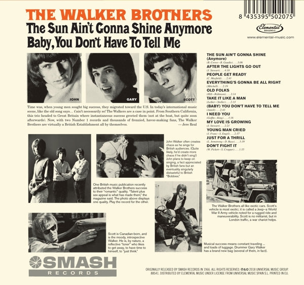 Walker Brothers - Sun Ain't Gonna Shine.. |  Vinyl LP | Walker Brothers - Sun Ain't Gonna Shine Anymore (LP) | Records on Vinyl