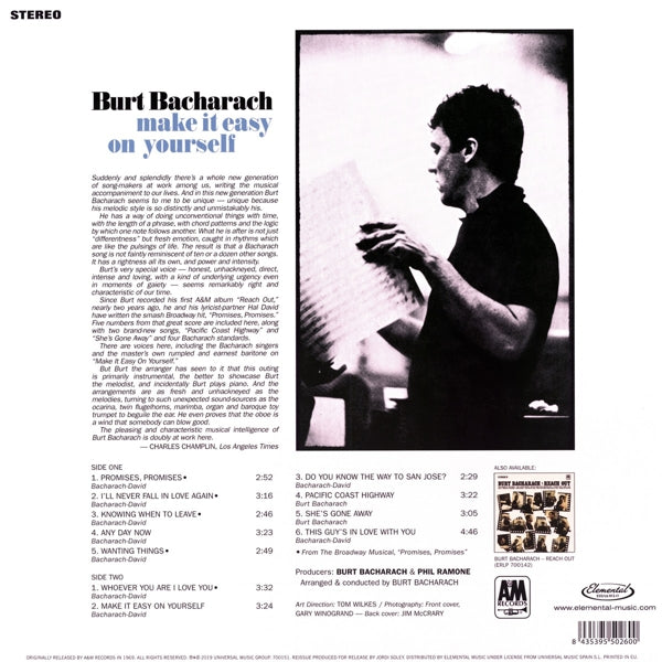 Burt Bacharach - Make It Easy On Yourself |  Vinyl LP | Burt Bacharach - Make It Easy On Yourself (LP) | Records on Vinyl