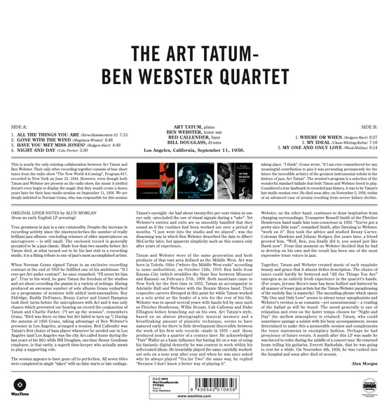 Art Tatum & Ben Webster - Quartet  |  Vinyl LP | Art Tatum & Ben Webster - Quartet  (LP) | Records on Vinyl