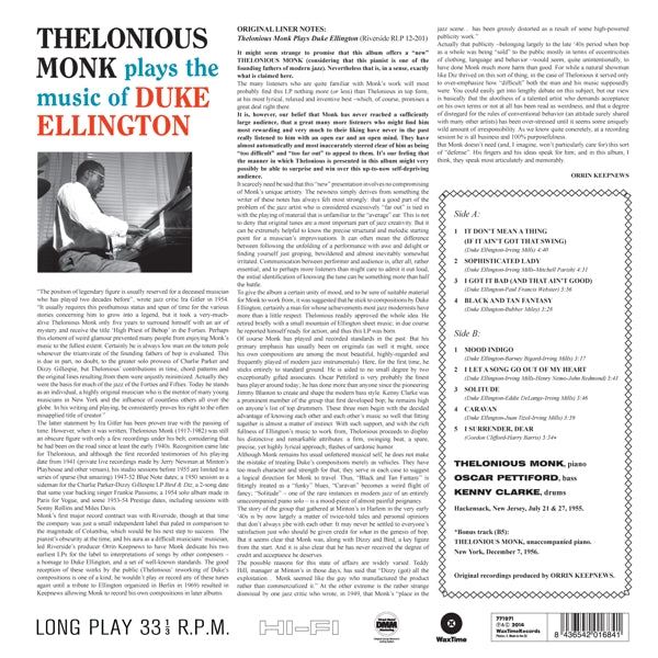 Thelonious Monk - Plays The Music Of.. |  Vinyl LP | Thelonious Monk - Plays The Music Of.. (LP) | Records on Vinyl