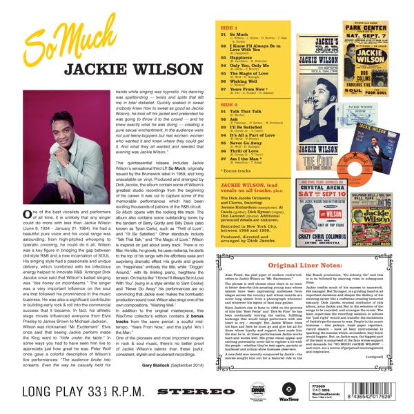 Jackie Wilson - So Much  |  Vinyl LP | Jackie Wilson - So Much  (LP) | Records on Vinyl
