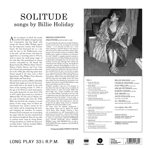 Billie Holiday - Solitude  |  Vinyl LP | Billie Holiday - Solitude  (LP) | Records on Vinyl