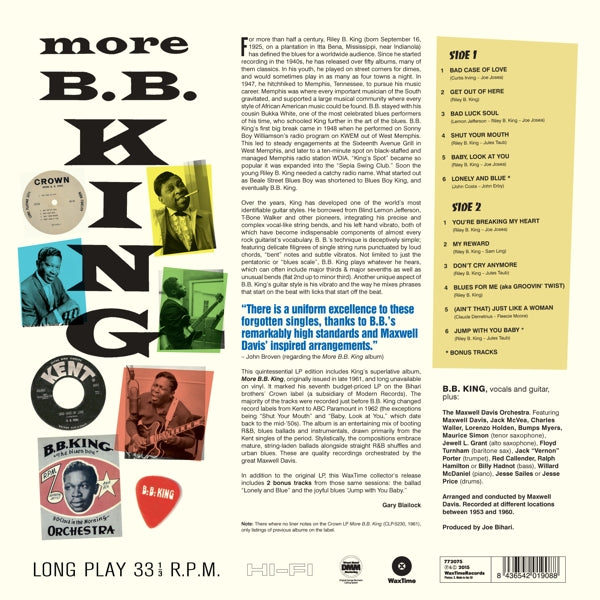 B.B. King - More  |  Vinyl LP | B.B. King - More  (LP) | Records on Vinyl